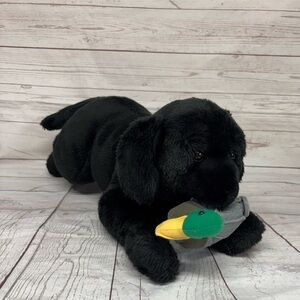 Cabellas Black Labrador Retriever With duck Plush Stuffed Animal Large Dog-Flaws